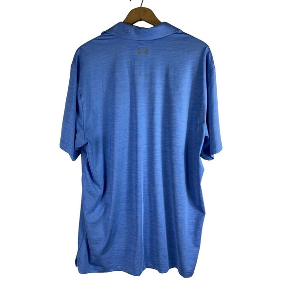 Under Armour XL Polo Shirt Crystal Lake Blue Knit Loose Fit Mens Short Sleeve - Picture 2 of 5